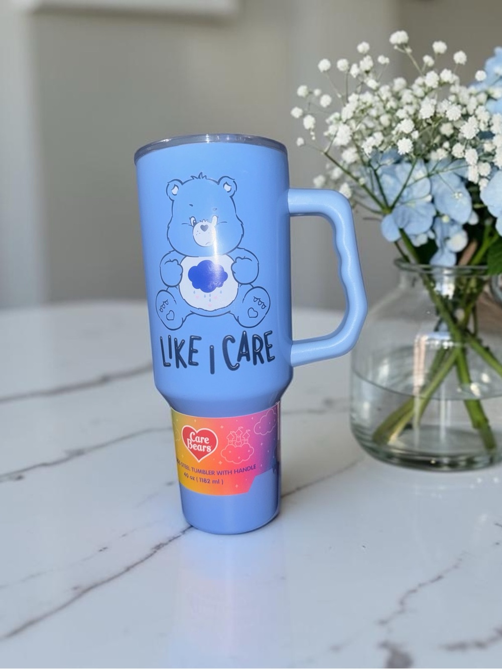Care Bears Blue 'Like I Care' Insulated Travel Tumbler with Handle